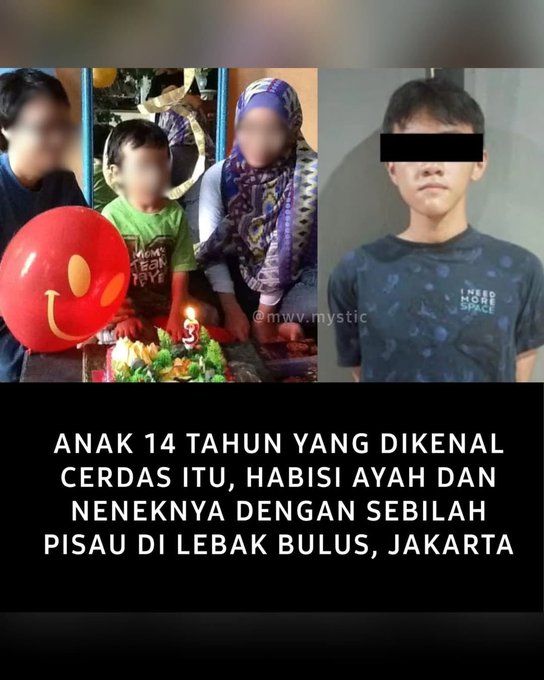 Anak 14 Thn Habisi Nyawa Keluarganya Dengan Sebilah Pisau