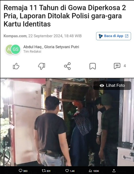 Korban Pemerkosaan Laporan Ditolak Dan Harus Bayar 1jt Untuk Urus Kk